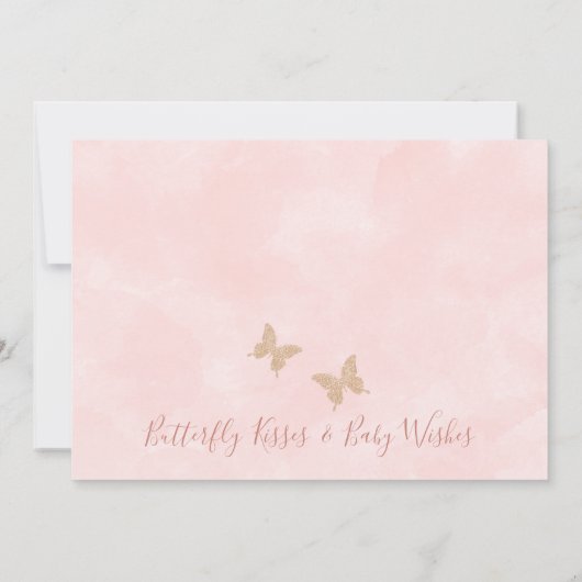 蝶キス赤ちゃんシャワー推測どのようにゲーム 招待状 (裏面)