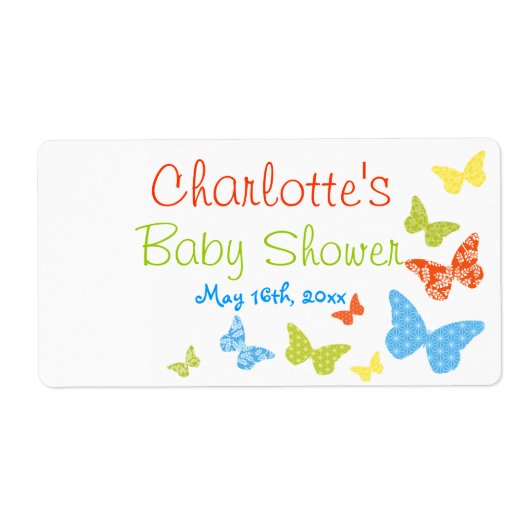 蝶キス赤ちゃんシャワー水ボトルラベル ラベル (正面)