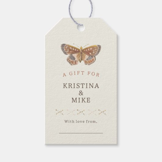 蝶キス赤ちゃんシャワー表示シャワー ギフトタグ (正面)