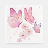 蝶キス赤ちゃんシャワー | 文字なし | ピンク スタンダードランチョンナプキン (正面)