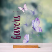 蝶キス赤ちゃんシャワー | 紫を好む アクリルサイン (ニュートラル)