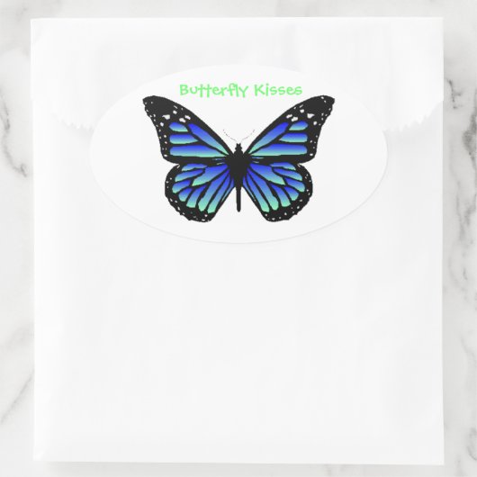 蝶キス 楕円形シール (バッグ)