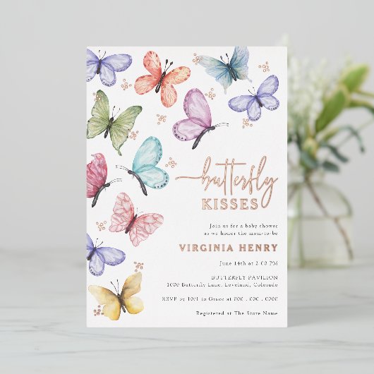 蝶キス 箔招待状 (立ち正面)