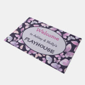 蝶キッズプパーソナライズされたライハウスへようこそ ドアマット (アングル)