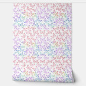 蝶キュイガーリーーホワイトパステルパープルピンク 壁紙 (ほどく)