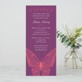 蝶キンセアニェラの紫色及びピンクの招待状 招待状 (スタンド正面)