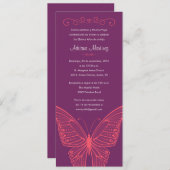 蝶キンセアニェラの紫色及びピンクの招待状 招待状 (正面/裏面)