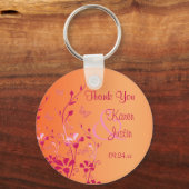 蝶キーチェーン付きピンクとオレンジのフローラ キーホルダー (正面)