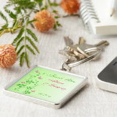 蝶キーチェーン付きピンクと緑のフローラ キーホルダー (側面)