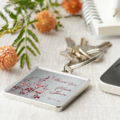 蝶キーチェーン付き赤と銀のフローラ キーホルダー (側面)