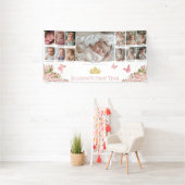 蝶クラウン13写真1st誕生日マイルストーン 横断幕 (インサイチュ)