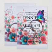 蝶クラシック結婚式招待状 招待状 (正面/裏面)