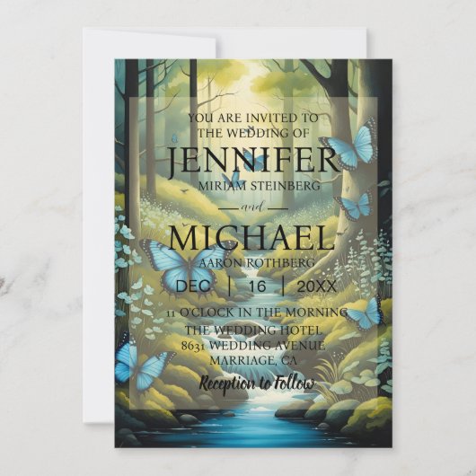 蝶クラシック結婚式招待状 招待状 (正面)