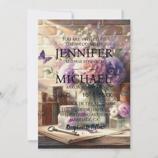 蝶クラシック結婚式招待状 招待状 (正面)