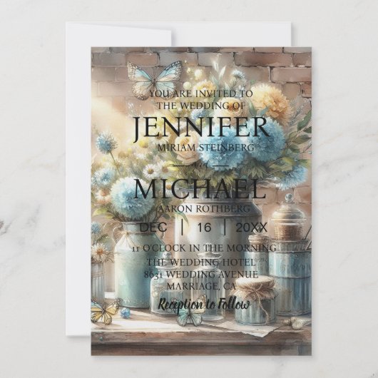 蝶クラシック結婚式招待状 招待状 (正面)