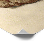 蝶クルミの花とさくらんぼ水色 ポスター (角)