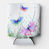 蝶クーラーボックスカラフル蝶飛んでいる 缶クーラー (正面)