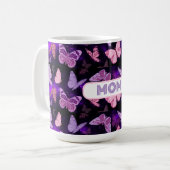 蝶クール母マブラックと紫 コーヒーマグカップ (正面左)