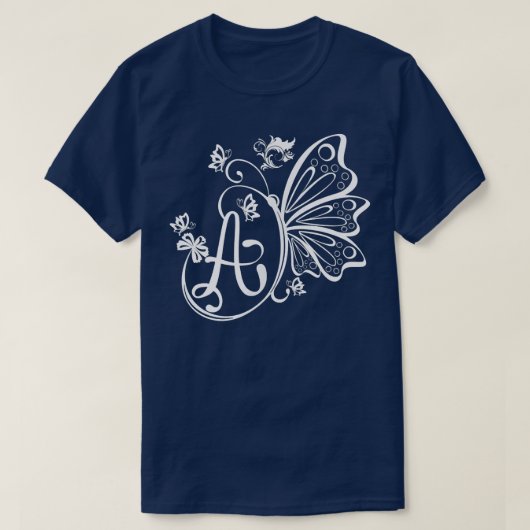 蝶グランジ妖精の美的文字Aモノ Tシャツ (デザイン正面)