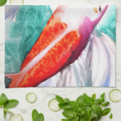 蝶コイ水彩魚日本のアート キッチンタオル (折り畳み)