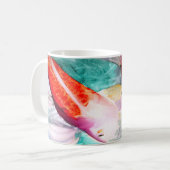 蝶コイ水彩魚日本のアート コーヒーマグカップ (正面左)