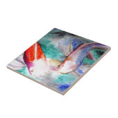 蝶コイ水彩魚日本のアート タイル (側面)