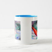 蝶コイ水彩魚日本のアート ツートーンマグカップ (中央)