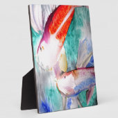 蝶コイ水彩魚日本のアート フォトプラーク (側面)