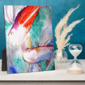 蝶コイ水彩魚日本のアート フォトプラーク (側面)