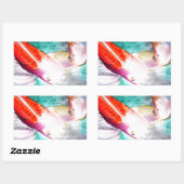 蝶コイ水彩魚日本のアート 長方形シール (シート)