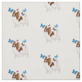 蝶コットン生地のパピロン犬 ファブリック (見本)