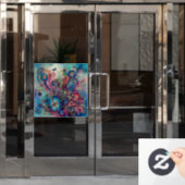 蝶サイケデリックの窓が貼り付く ウィンドウサイン (オフィスドア)