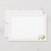 蝶サンキューカード、ピンク、フェイク金ゴールド サンキューカード (裏面)