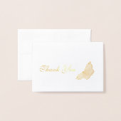 蝶サンキューカード 箔カード (封筒付き正面)