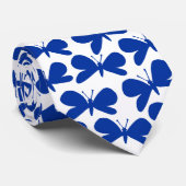 蝶シルエット-白の濃紺 ネクタイ (ロール)