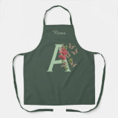 蝶スイートピーモノグラムイニシャルAあなたの名前 エプロン (正面)
