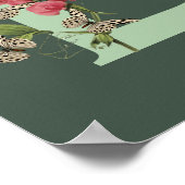 蝶スイートピーモノグラムイニシャルB名 ポスター (角)