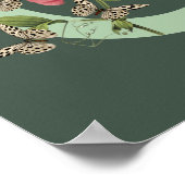 蝶スイートピーモノグラムイニシャルC名 ポスター (角)