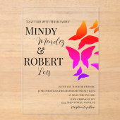 蝶スクリプトレインボー結婚式招待状 アクリル招待状 (正面)