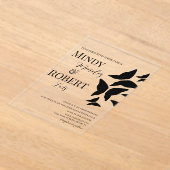 蝶スクリプト白黒結婚式招待状 アクリル招待状 (レイダウン)