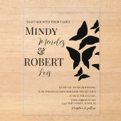 蝶スクリプト白黒結婚式招待状 アクリル招待状 (正面)