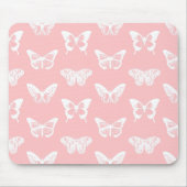 蝶スケッチは、ピンクおよび白を殻から取り出します マウスパッド (正面)