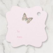 蝶スケッチグラフィック結婚ピンクの贈り物 フェイバータグ (裏面)