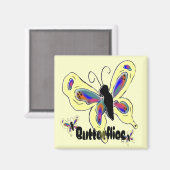 蝶スケッチ黄色の背景 マグネット (正面/裏面)