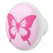 蝶スケッチ、淡いピンクおよび赤紫 セラミックノブ (右)