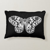 蝶スケッチ、白および黒 アクセントクッション (裏面)