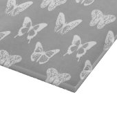 蝶スケッチ、銀製灰色および白 カッティングボード (角)