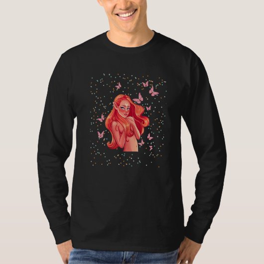 蝶スターズアンドムーンフェアリー小妖精や小人 Tシャツ (正面)