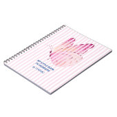 蝶ストライプが隠れたピンク色の ノートブック (左側)