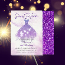 蝶ダンスグリッターパープルドレススウィート16